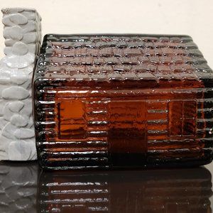 AVON 1970's Brown Glass Homestead Log Cabin Wild Country Collectible Empty